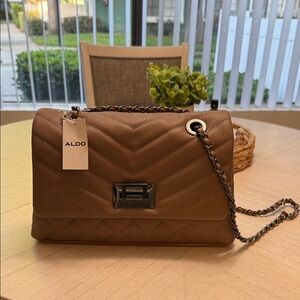 Aldo Tan Quilted Chain Shoulder Bag